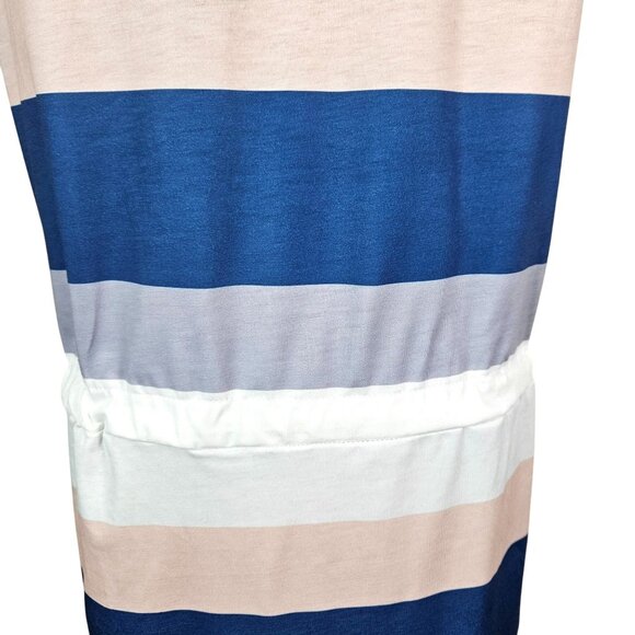 Womens Striped Sleeveless Dress Keyhole Neck & Drawstring Waist Size M Casual - Picture 9 of 11